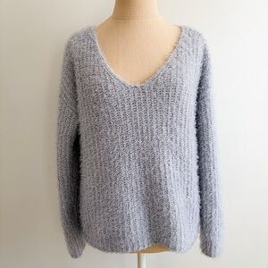 Hippie Rose Soft Periwinkle V-Neck Sweater